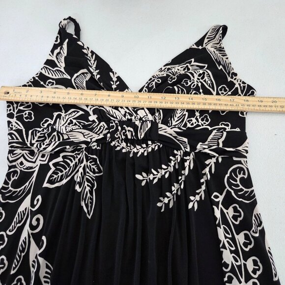 Soma Womens Black Floral Maxi Tank Sundress Size L Stretch Beach Resort Long - Picture 6 of 10